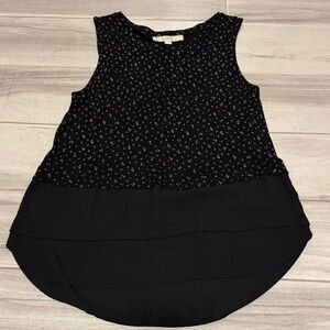 LOFT Black Sleeveless Blouse with Pattern